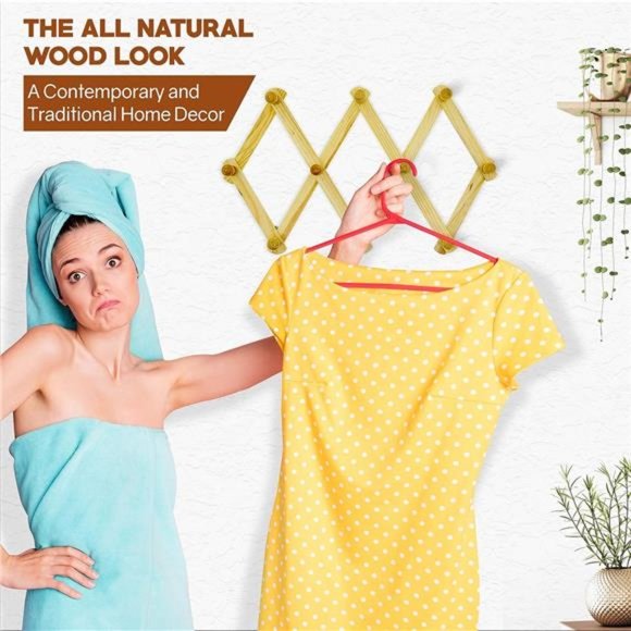 Set of 3 Accordion Style Wood Expandable Wall Rack for Hat, Cap, Belt, Umbrella - Picture 7 of 7